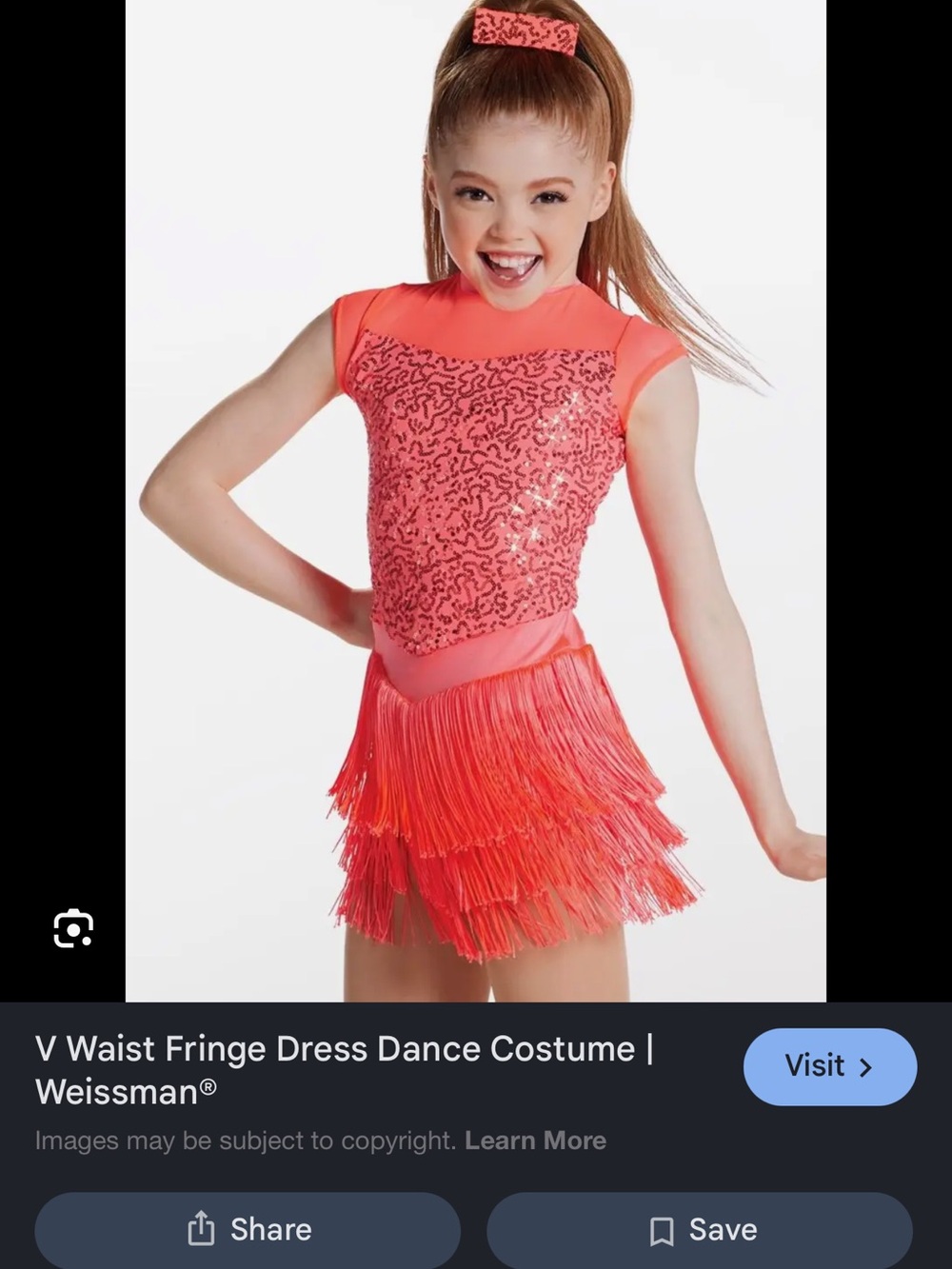 Weissman Neon Coral Sequin Fringe Dance Dress
